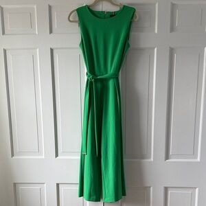 Tommy Hilfiger Bright Green Sleeveless Belted Romper Jumpsuit Pleats Sz 6 Spring